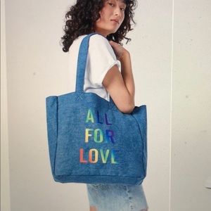 Mavi All For Love Oversized Denim tote bag PRIDE